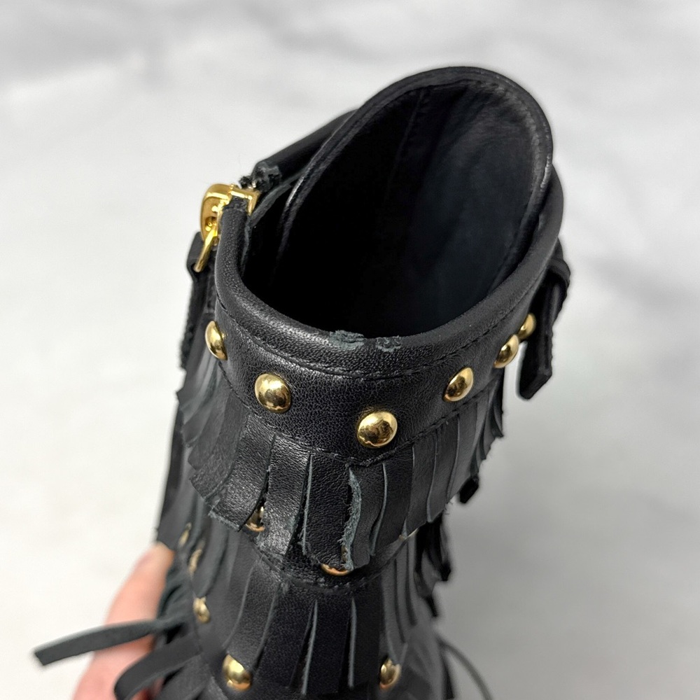 NEW Giuseppe Zanotti Yvette Jeti 110 Studded Fringe Pointed Toe Ankle Boots 38 - Picture 6 of 16